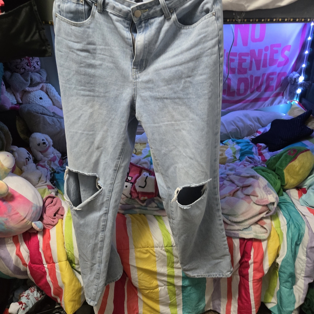 SHEIN Blue Straight Leg Jeans